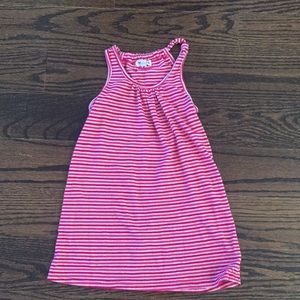 Red and white striped dress.